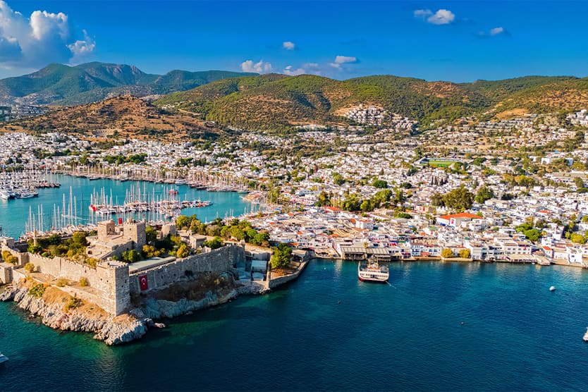Bodrum and its castle from the air